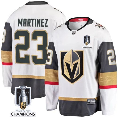 Alec Martinez 23 Vegas Golden Knights 2023 Stanley Cup Champions Patch Breakaway White NHL Jersey Men's