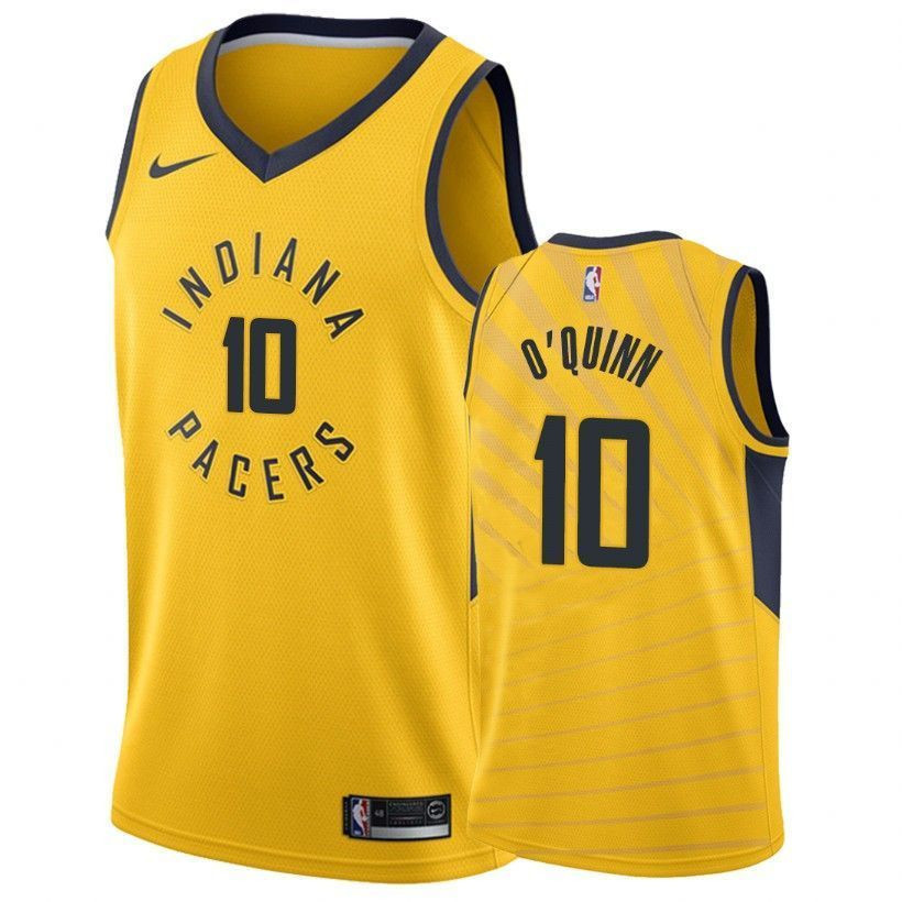 Indiana Pacers Kyle O'quinn 10 Statet Yellow NBA Jersey Men's