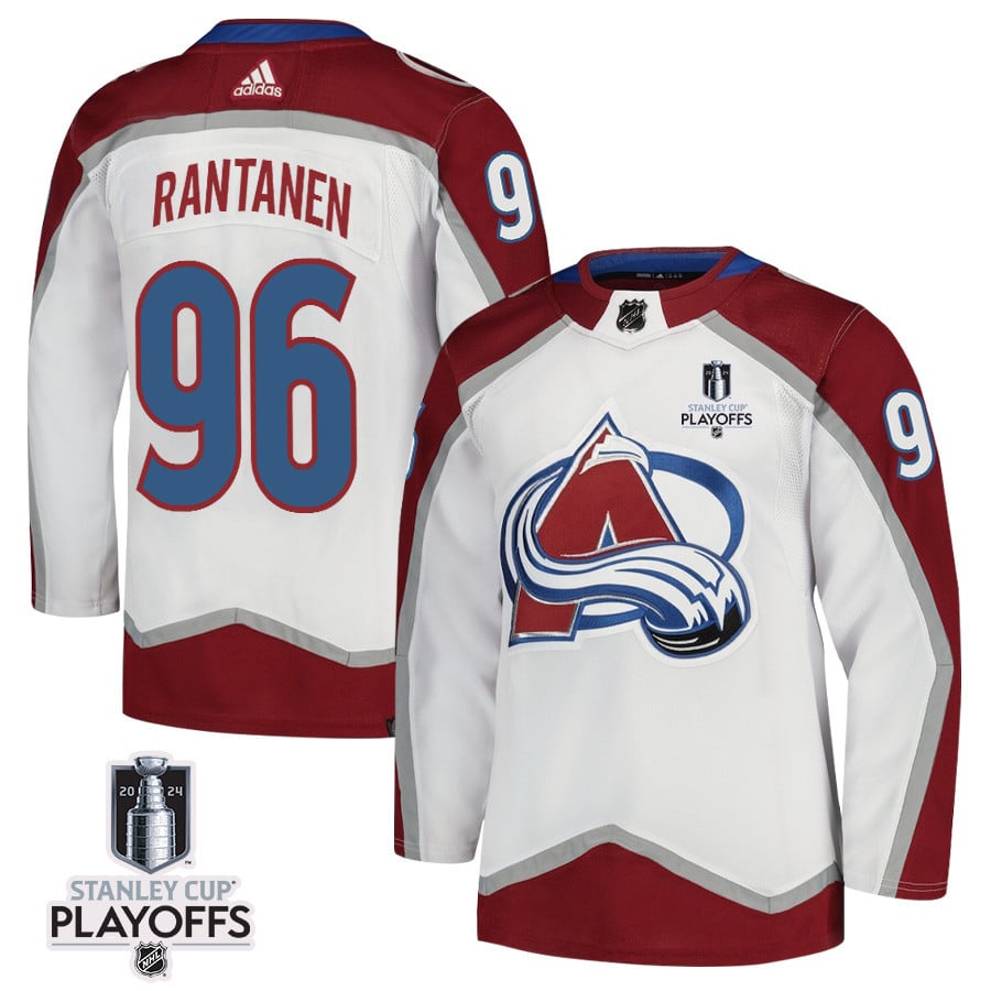 Mikko Rantanen 96 Colorado Avalanche 2024 Playoffs Patch Away White NHL Jersey Men's