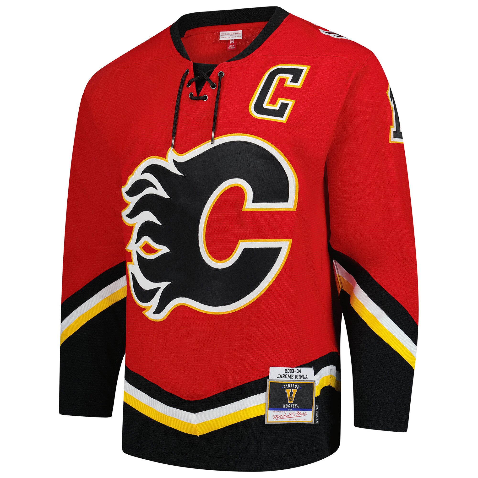 Calgary Flames Jarome Iginla Mitchell Ness Red 2003-04 Power Play NHL Jersey Men's