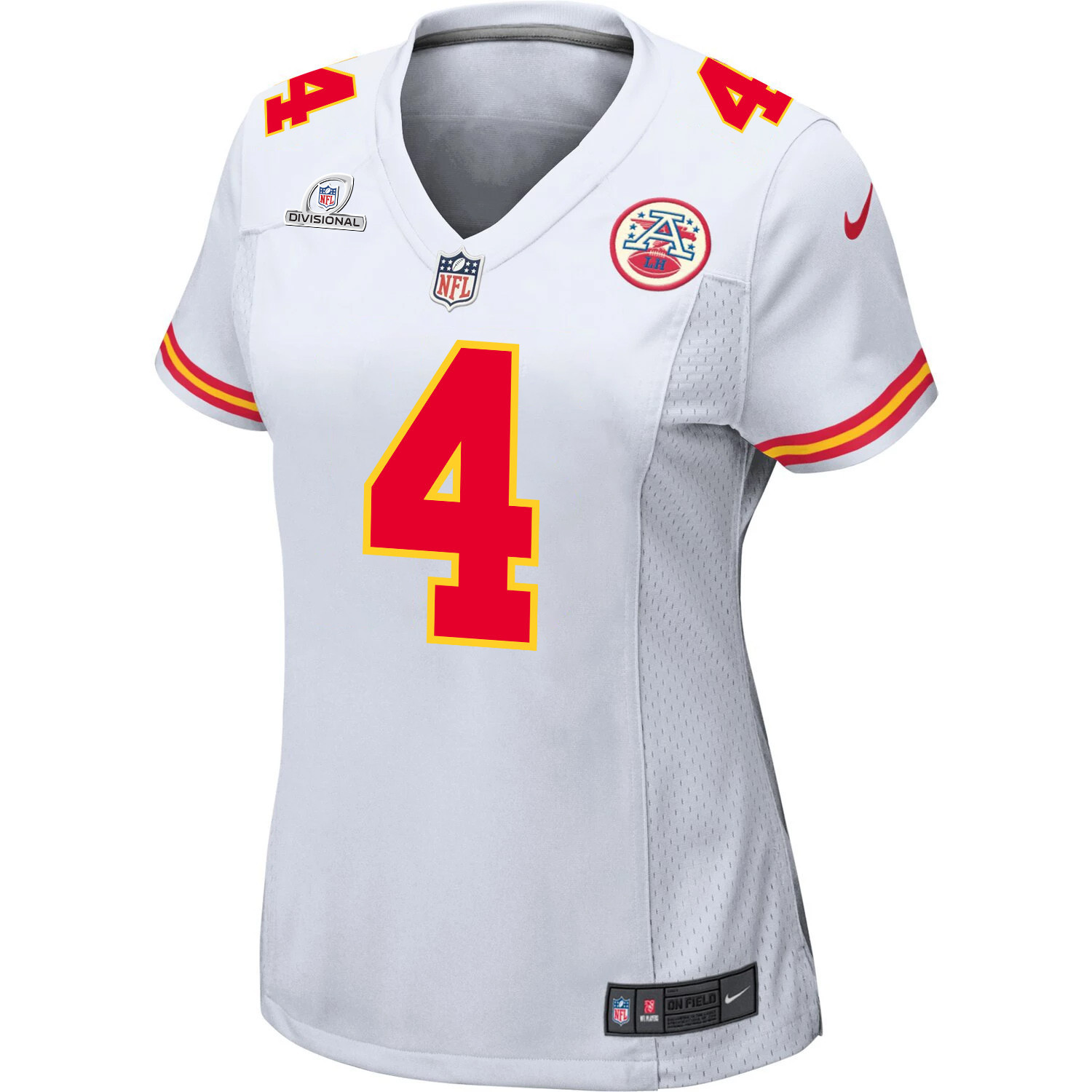 Rashee Rice 4 Kansas City Chiefs Super Bowl LVIII Patch Game White NFL Jersey Women's