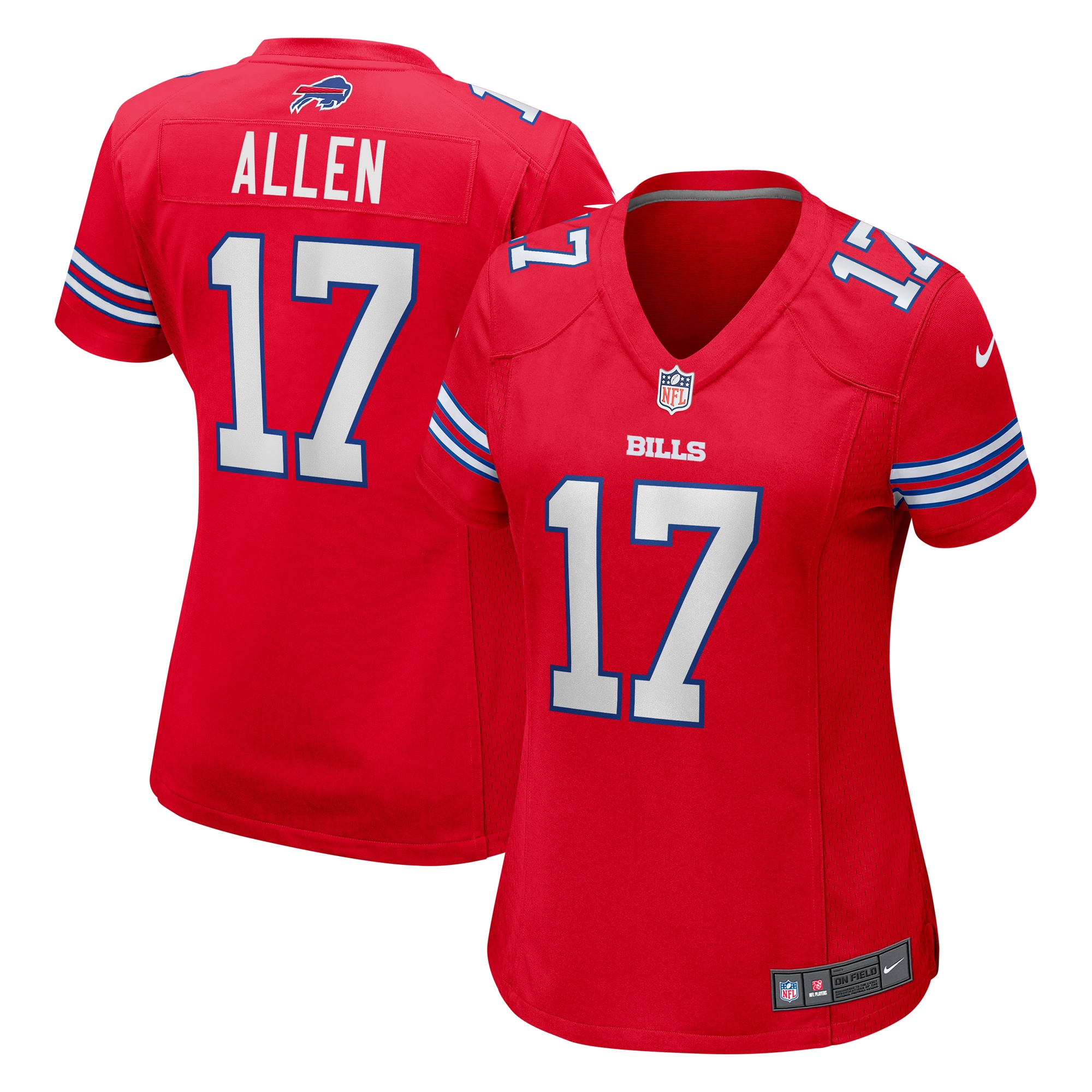 Buffalo Bills Josh Allen Red Player NFL Jersey Women's