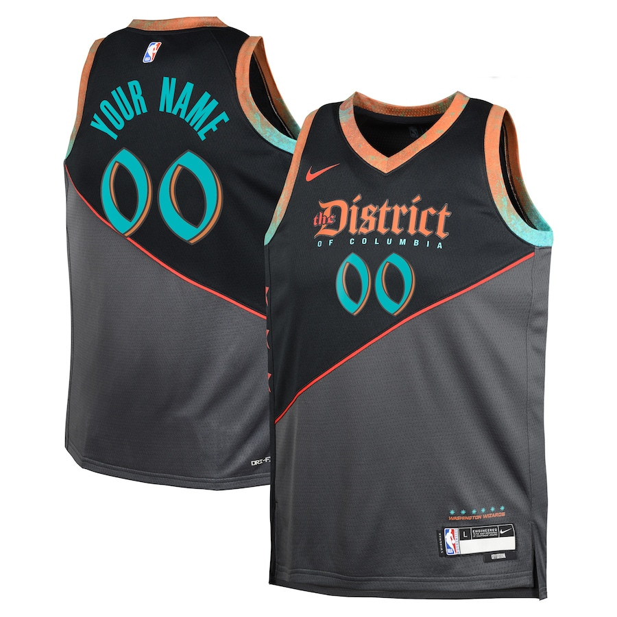Washington Wizards 2023/24 City Edition Swingman Custom Black NBA Jersey Youth