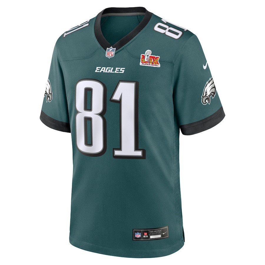 Grant Calcaterra #81 Philadelphia Eagles Super Bowl LIX Midnight Green NFL Jersey Men's