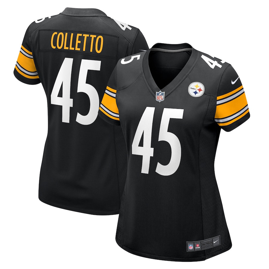 Jack Colletto 45 Pittsburgh Steelers Game Black NFL Jersey Women's