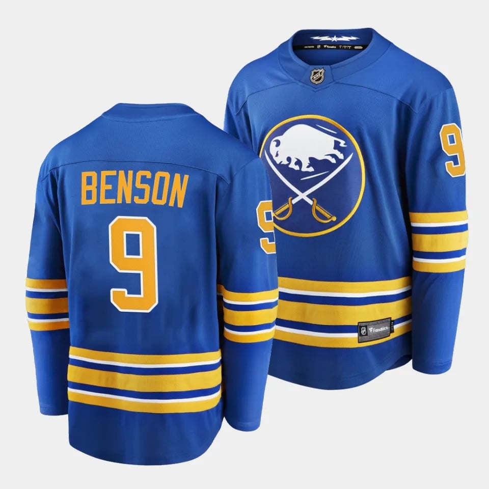 Zachary Benson #9 Buffalo Sabres 2023 Draft Home Blue NHL Jersey Men's