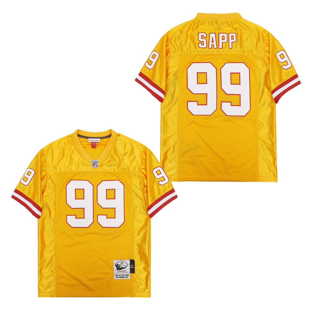 Warren Sapp 99 Tampa Bay Buccaneers Throwback Yellow NFL Jersey Men's