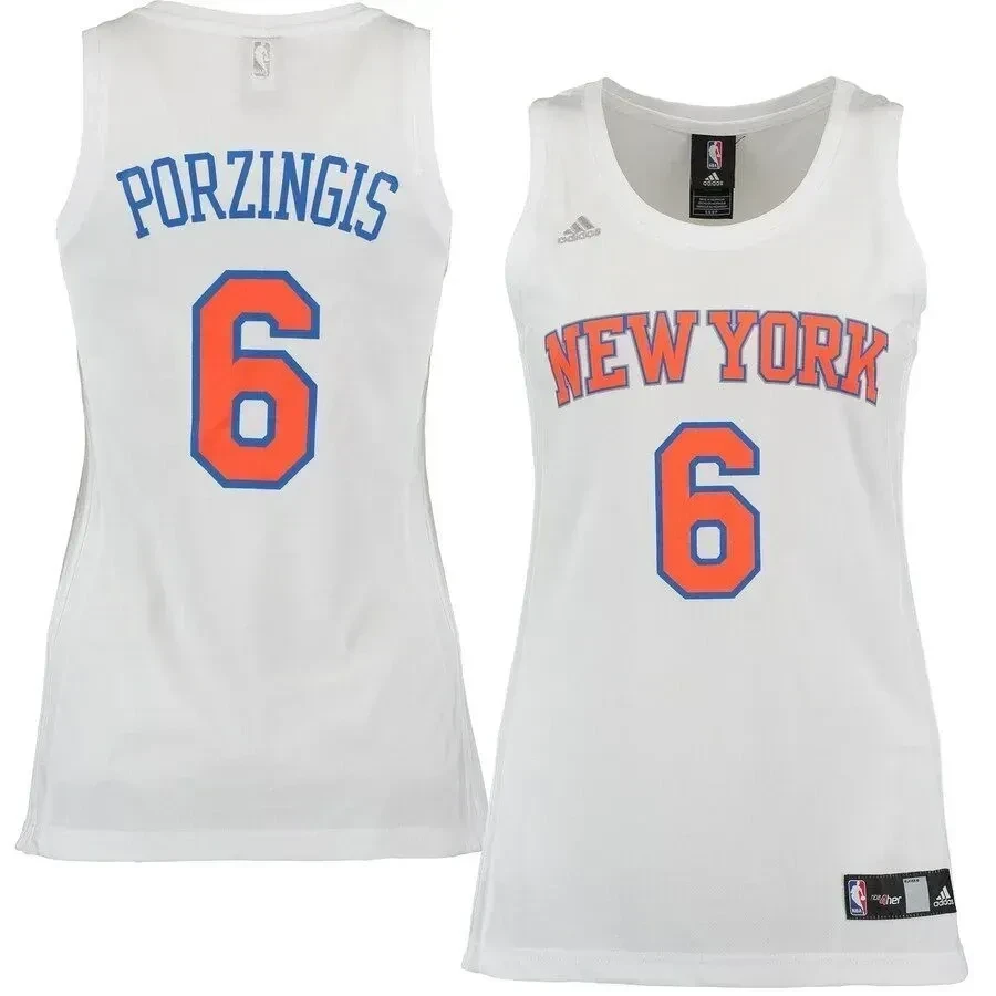Kristaps Porzingis New York Knicks Fashion White NBA Jersey Women's