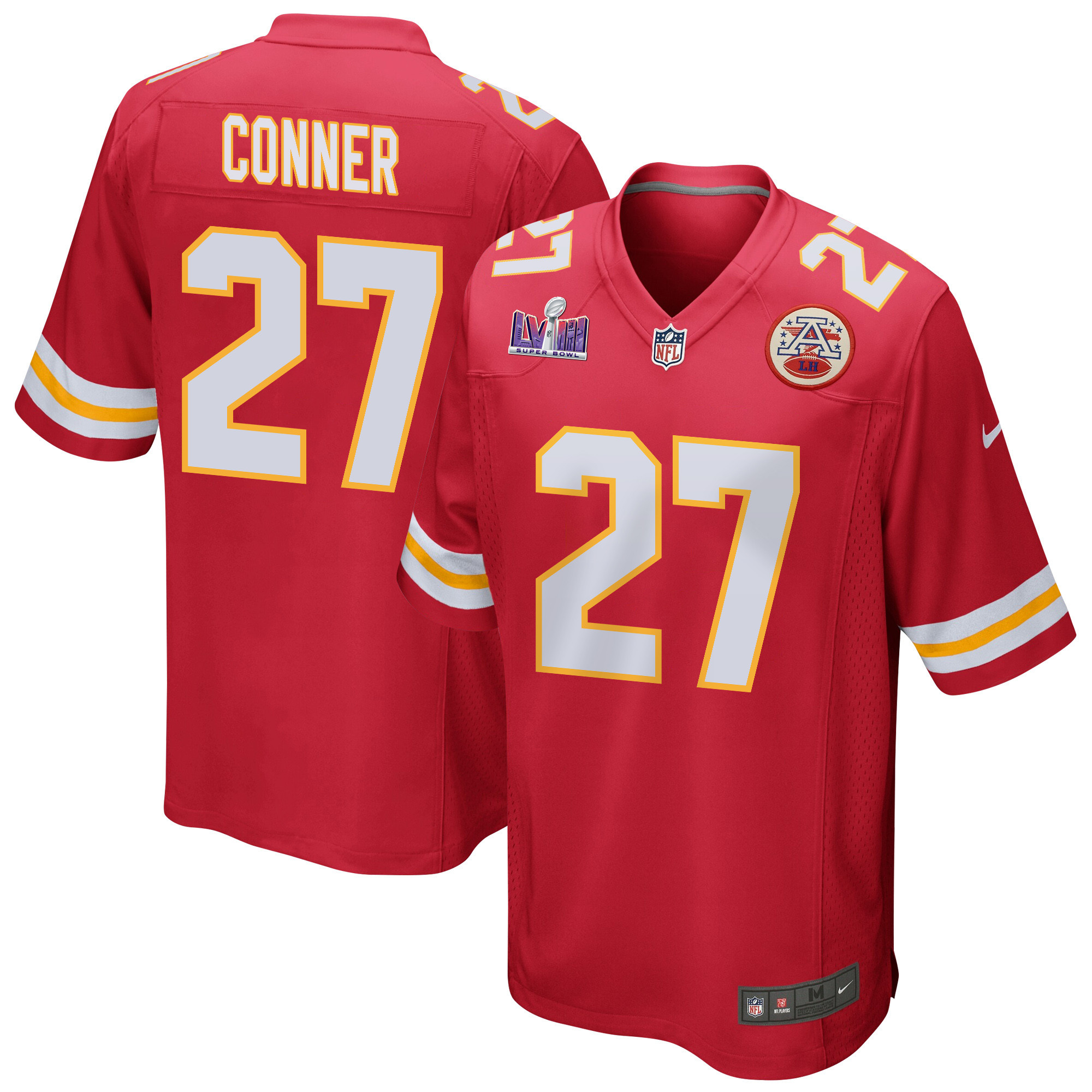 Chamarri Conner 27 Kansas City Chiefs Super Bowl LVIII Patch Game Red NFL Jersey Men's