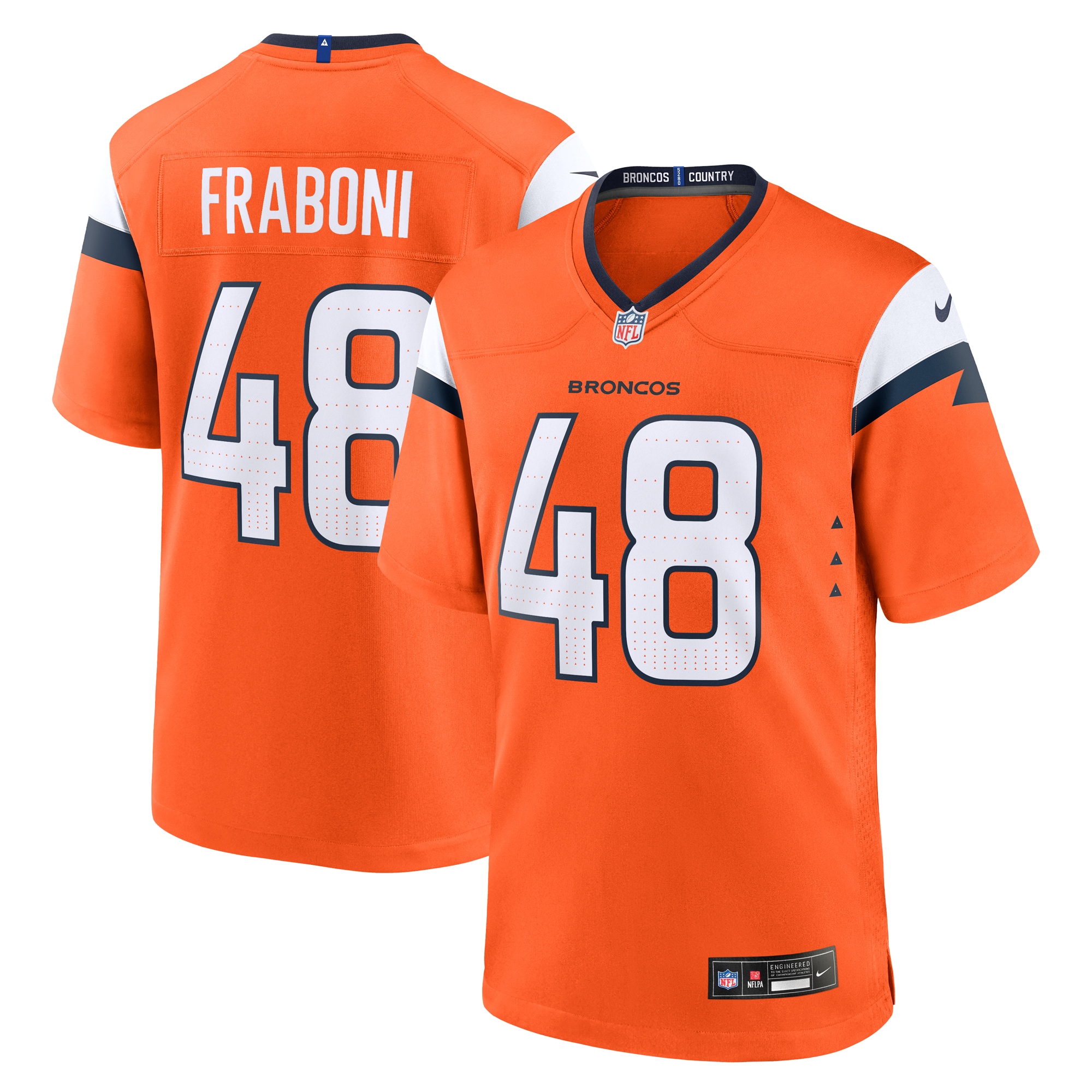 Denver Broncos Mitchell Fraboni Orange Team Game NFL Jersey Men's