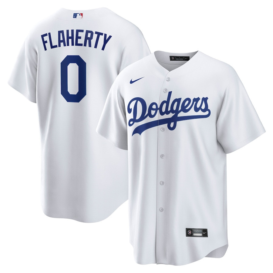 Jack Flaherty 0 Los Angeles Dodgers Home Player White MLB Jersey Men's
