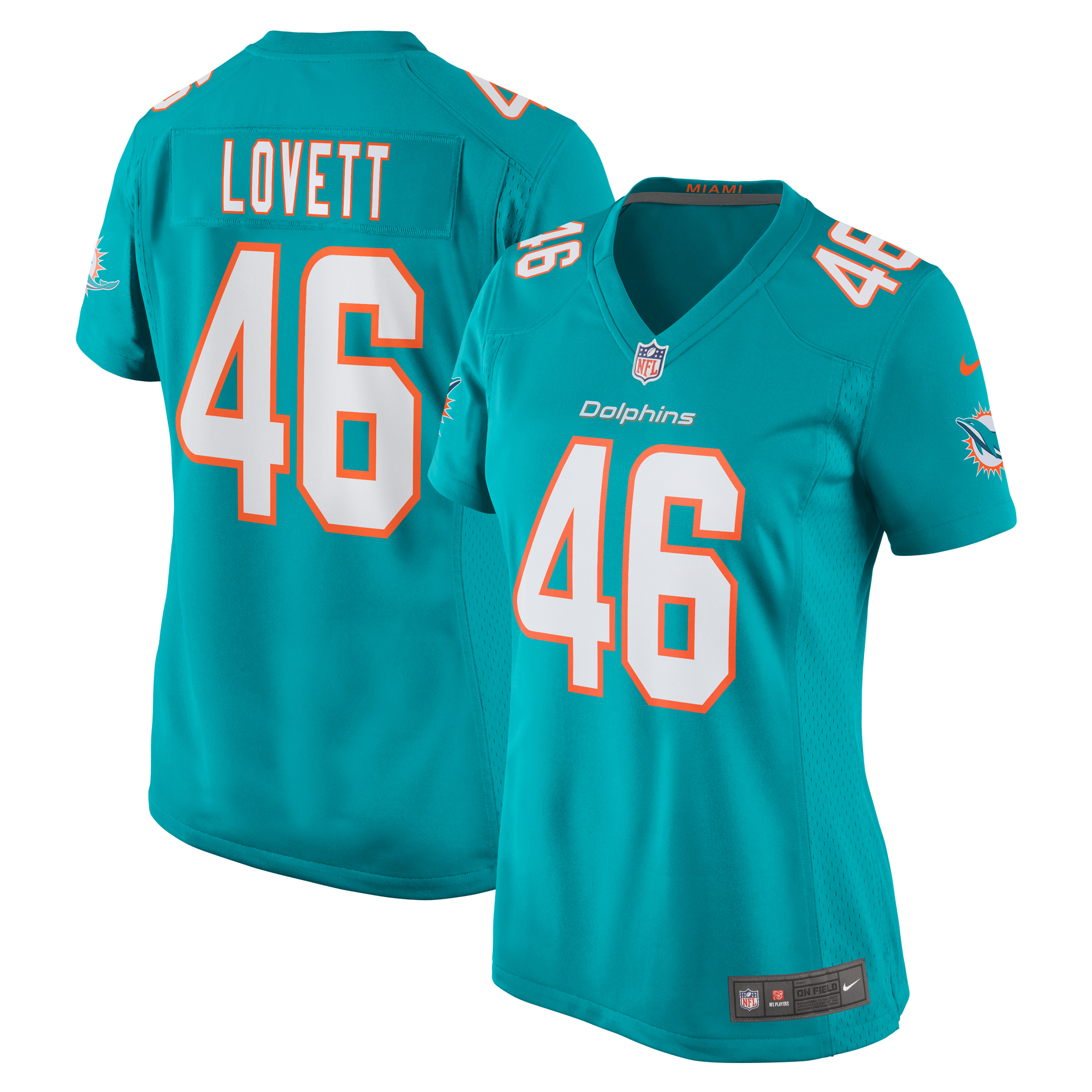 Miami Dolphins John Lovett Aqua Game Player NFL Jersey Women's