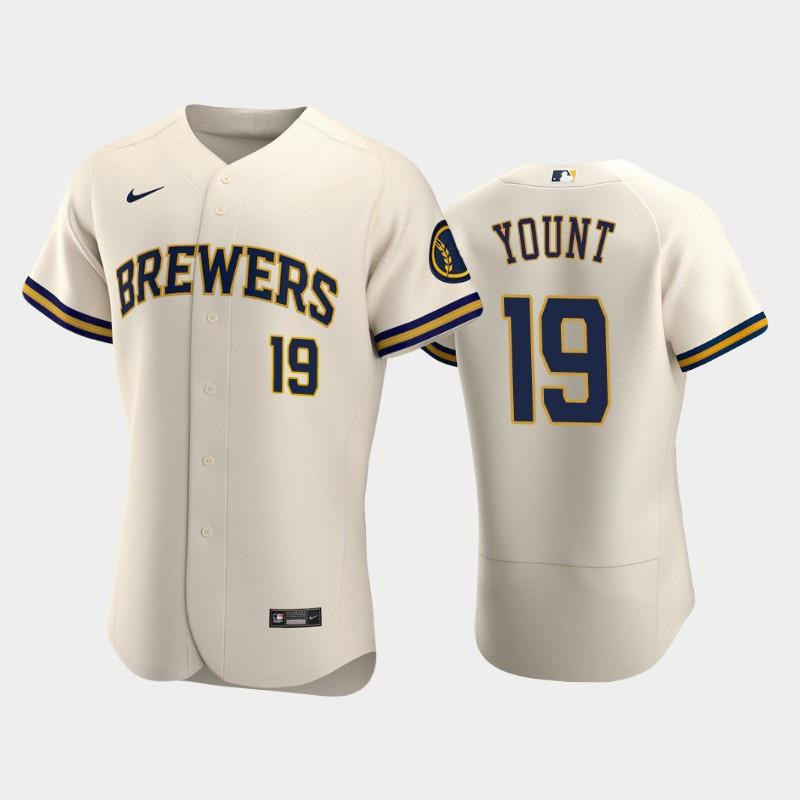 Milwaukee Brewers 19 Robin Yount Home Team Cream MLB Jersey Men's