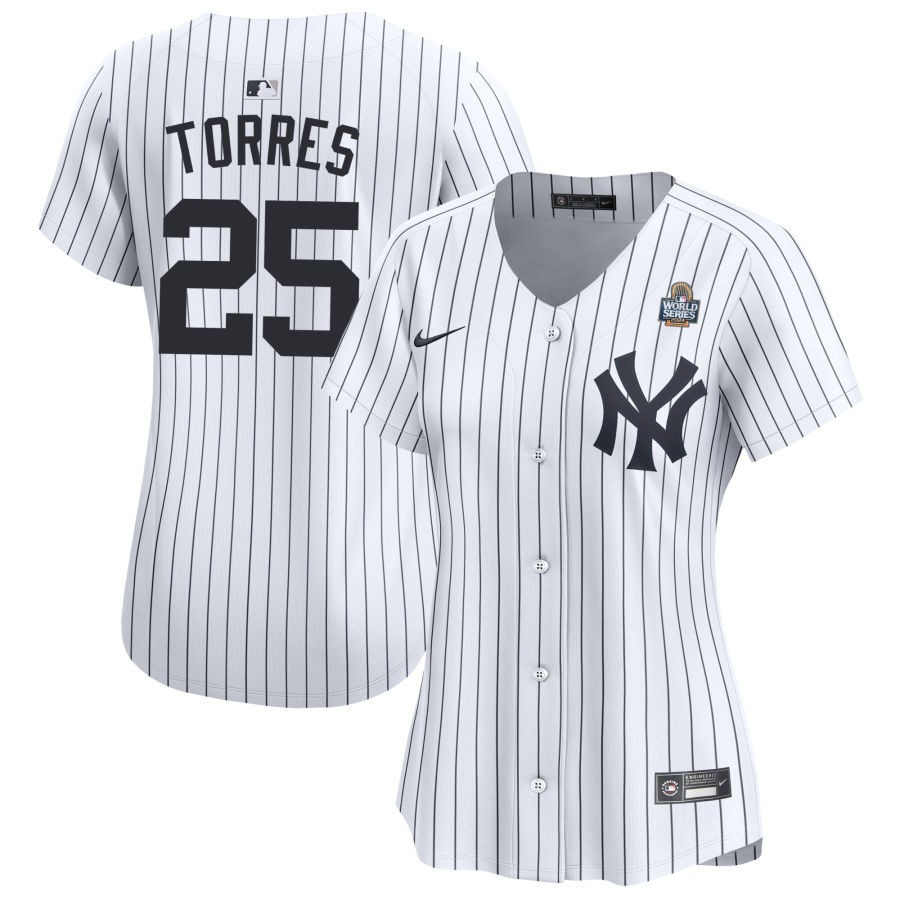 Gleyber Torres 25 New York Yankees 2024 World Series Home Limited White MLB Jersey Women's