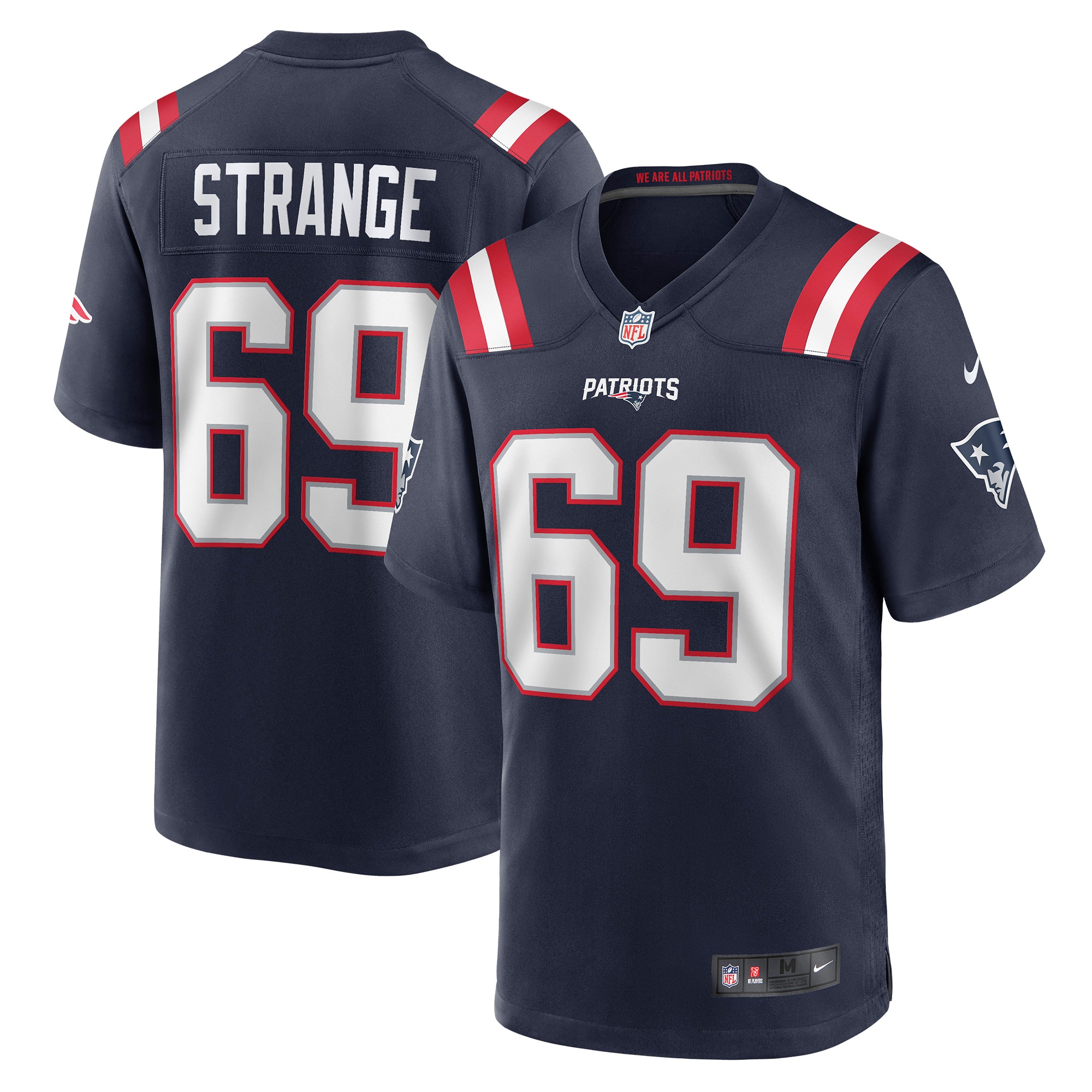 New England Patriots Cole Strange Navy Player Game NFL Jersey Men's