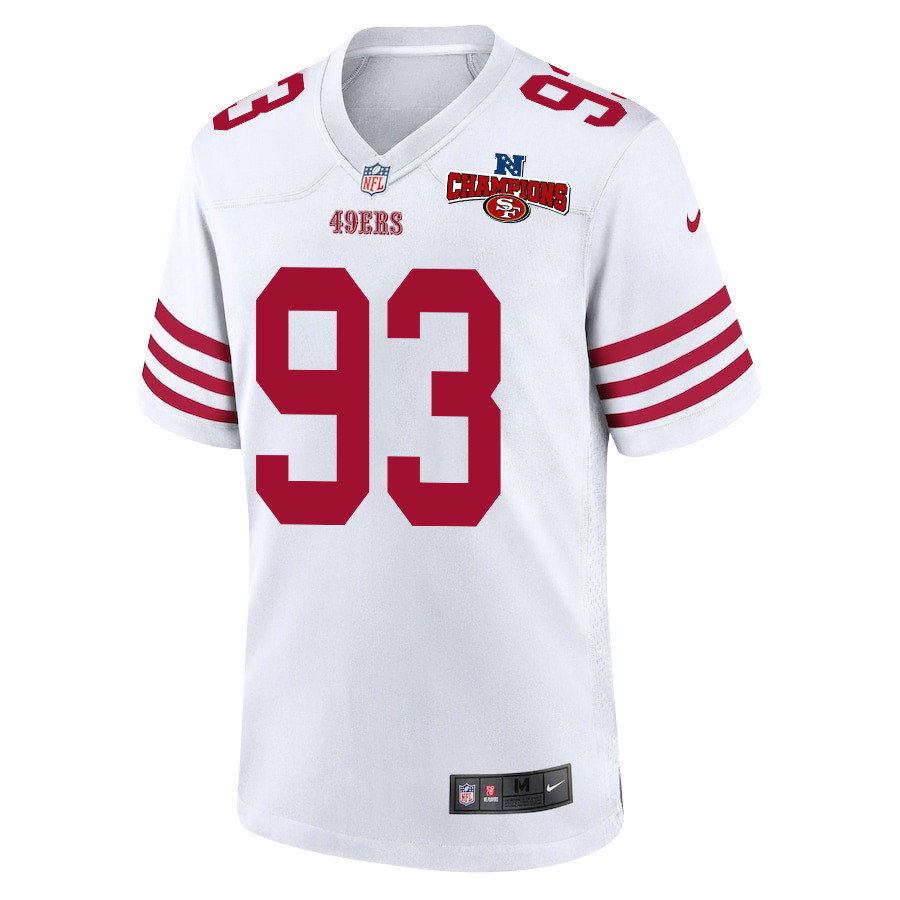 Kalia Davis 93 San Francisco 49ers NFC Champions Patch Game White NFL Jersey Men's