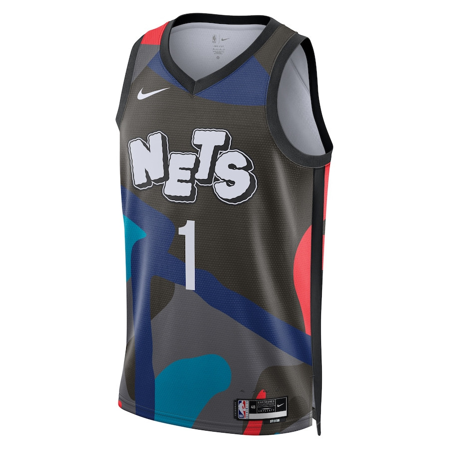 Mikal Bridges 1 Brooklyn Nets 2023/24 City Edition Swingman Black NBA Jersey Men's