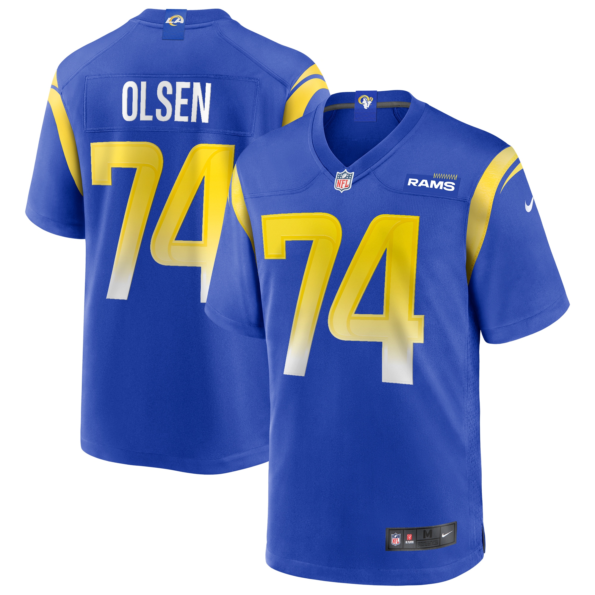 Los Angeles Rams Merlin Olsen Royal Game Retired Player NFL Jersey Men's