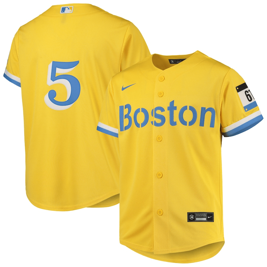 Enrique Hernandez 5 Boston Red Sox City Connect Gold MLB Jersey Youth