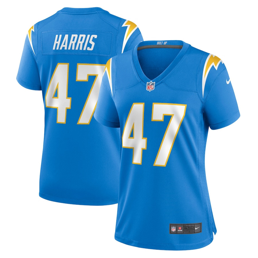 Josh Harris 47 Los Angeles Chargers Game Powder Blue NFL Jersey Women's