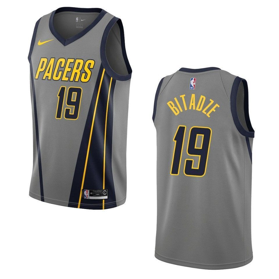 Indiana Pacers 19 Goga Bitadze City Swingman Gray NBA Jersey Men's