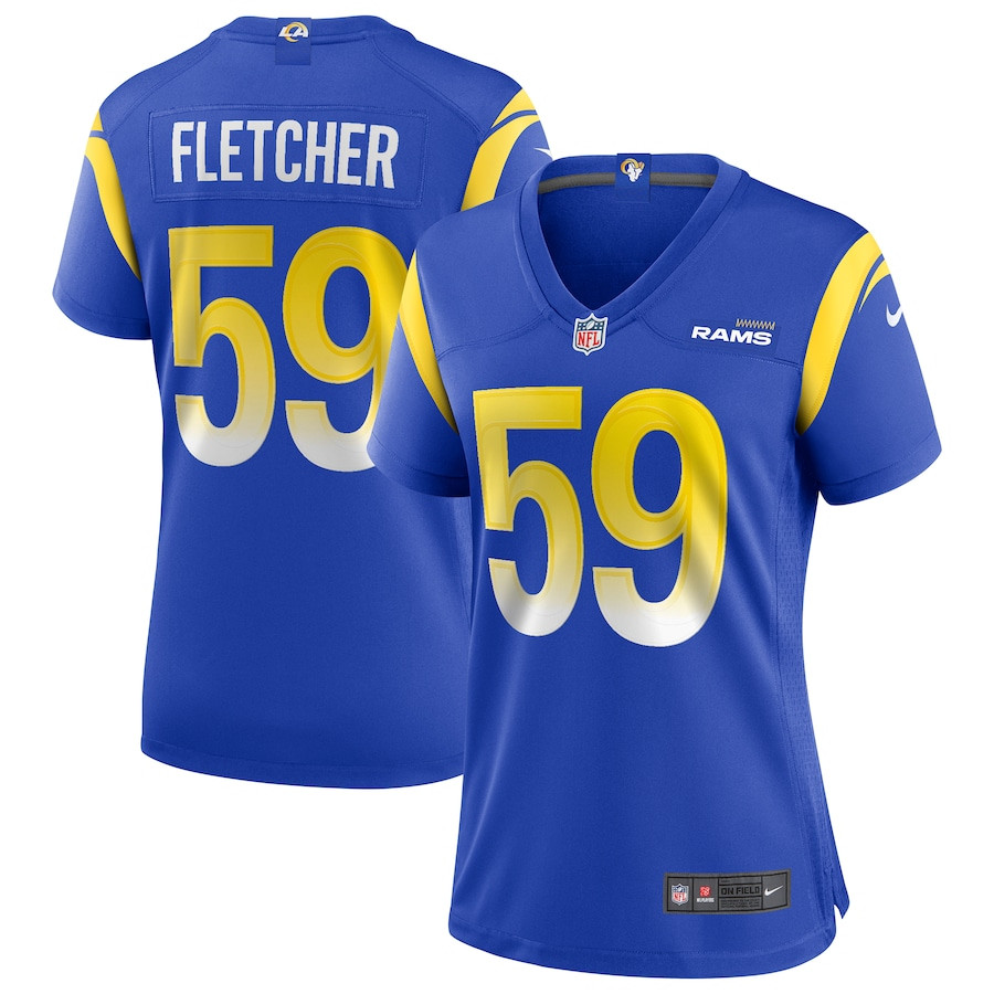 London Fletcher 59 Los Angeles Rams Game Retired Royal NFL Jersey Women's