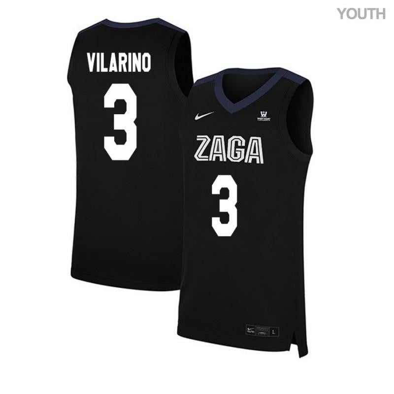 3 GJ Vilarino Black Elite Gonzaga Bulldogs NCAA Jersey Youth