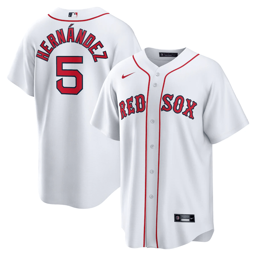 Enrique Hernandez 5 Boston Red Sox Home White MLB Jersey Men's