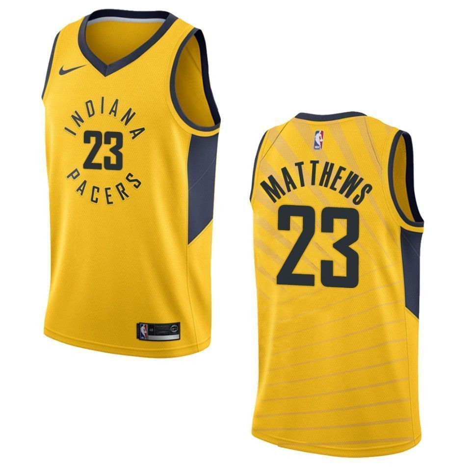 Indiana Pacers 23 Wesley Matthews Statement Swingman Gold NBA Jersey Men's