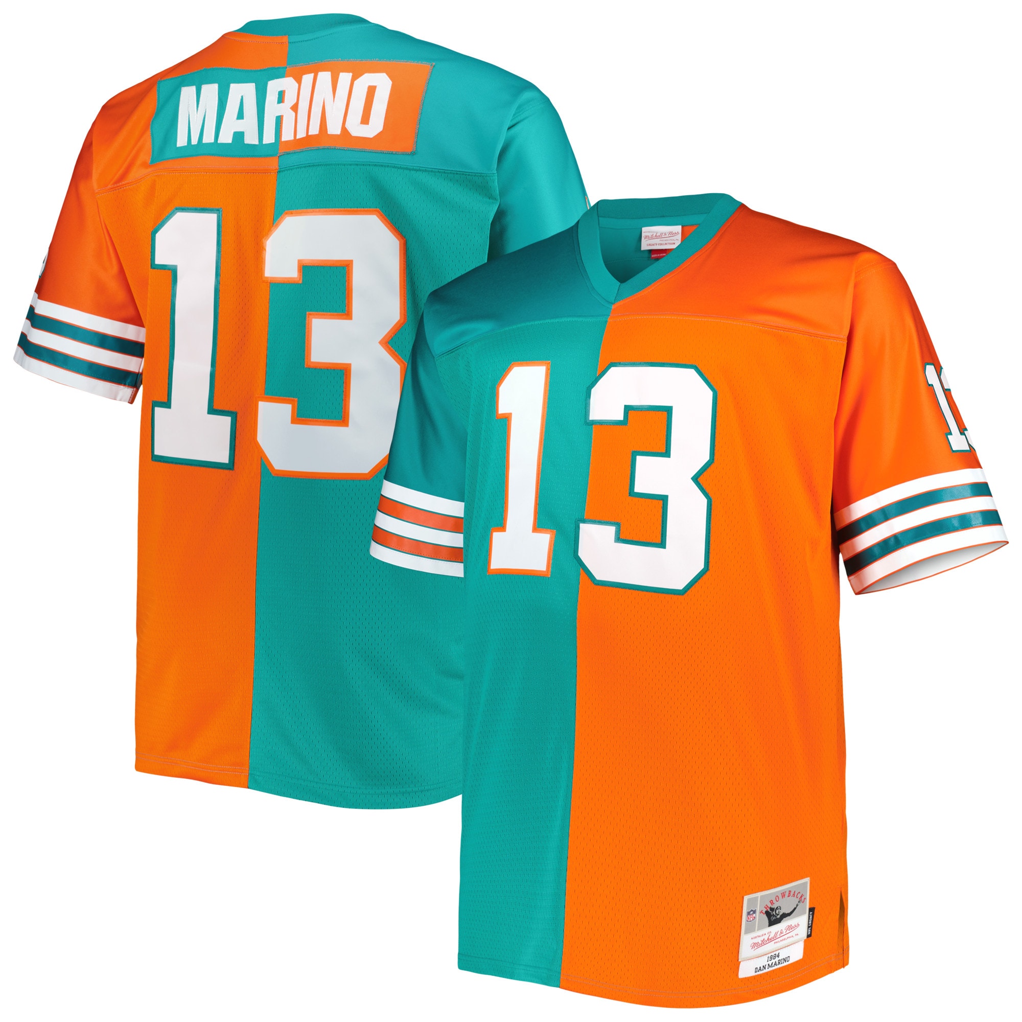Miami Dolphins Dan Marino Mitchell Ness Aqua/Orange Big Tall Split Legacy Retired Player NFL Jersey Men's