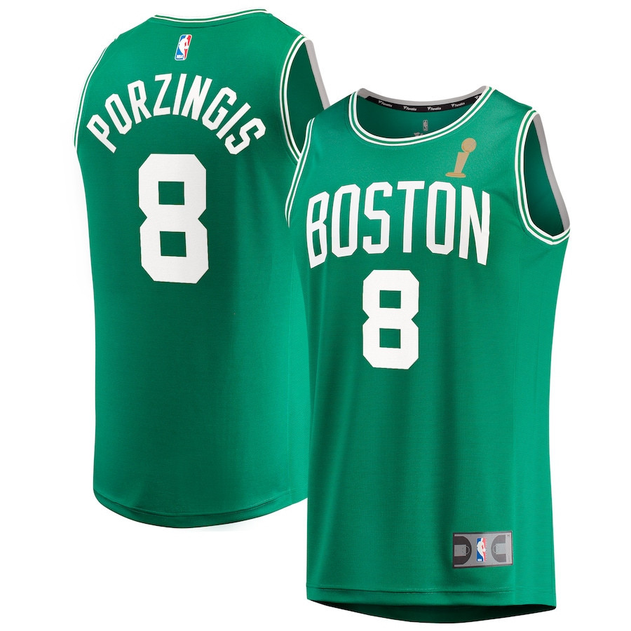 Kristaps Porzingis 8 Boston Celtics 2024 FINALS CHAMPIONS Kelly Green Icon Edition NBA Jersey Men's