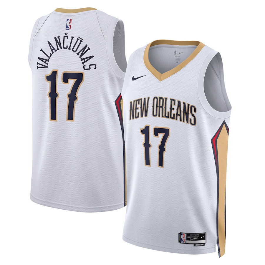 Jonas Valanciunas 17 New Orleans Pelicans Unisex Swingman Association Editio White NBA Jersey Unisex