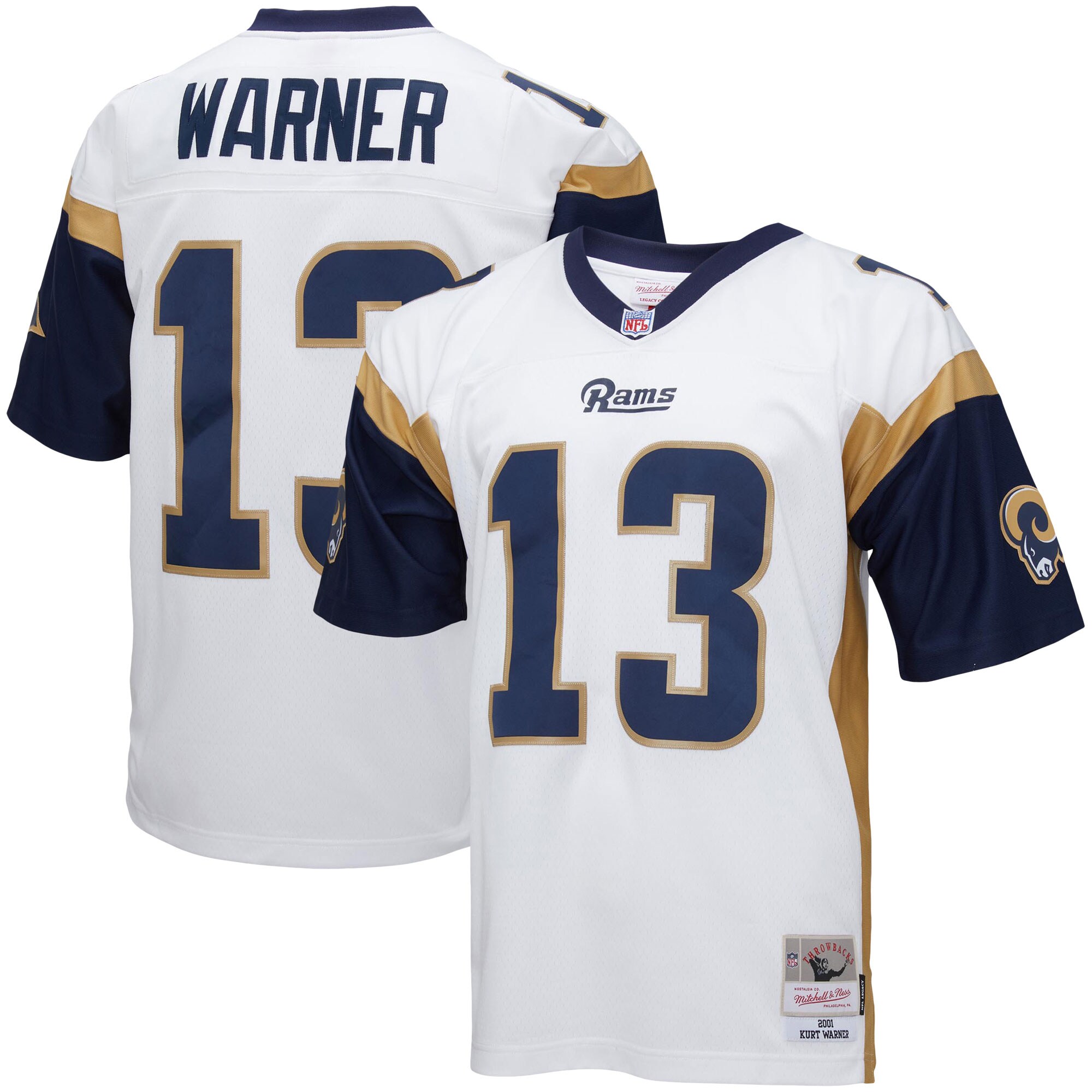 Los Angeles Rams Kurt Warner Mitchell Ness White Big Tall 2001 Retired Player NFL Jersey Men's