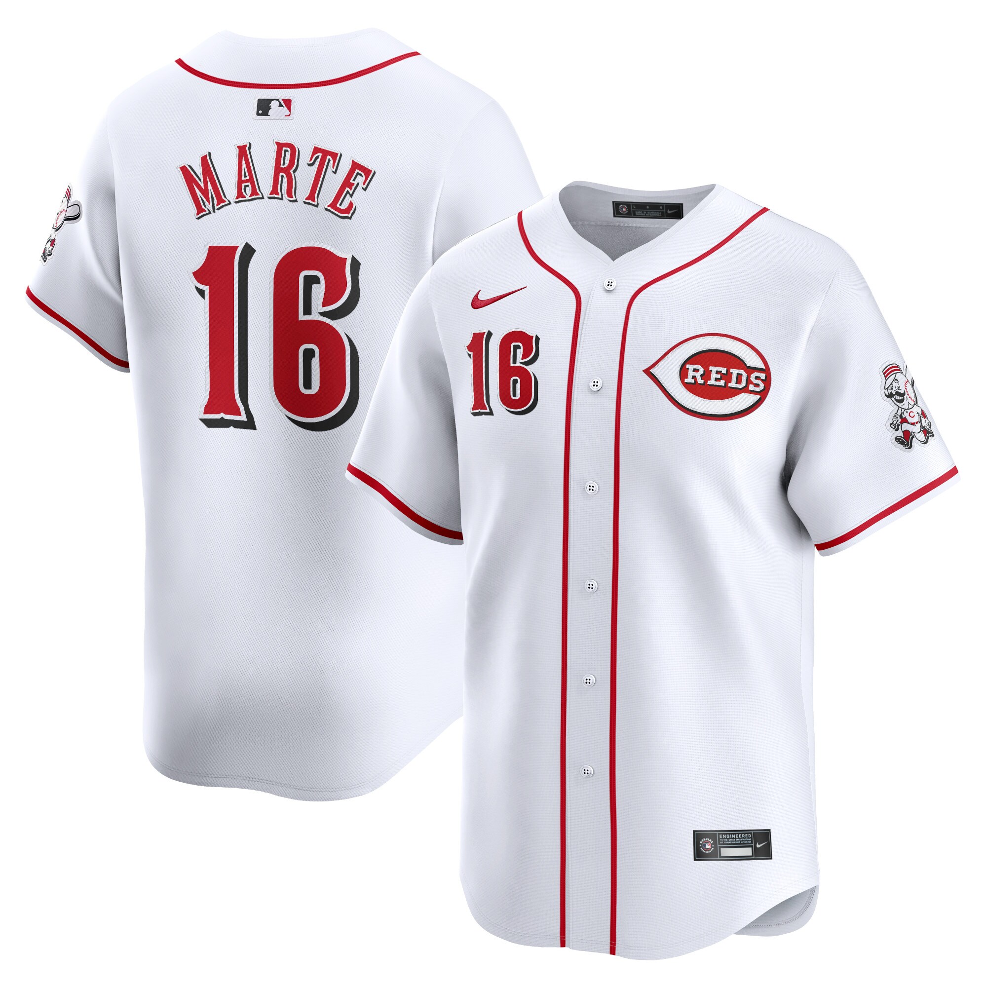 Cincinnati Reds Noelvi Marte White Home Limited Player MLB Jersey Men's