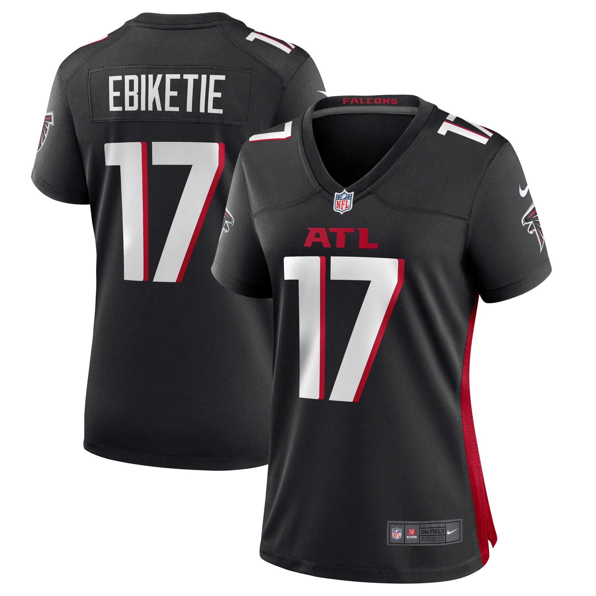Atlanta Falcons Arnold Ebiketie Black Team Game NFL Jersey Women's