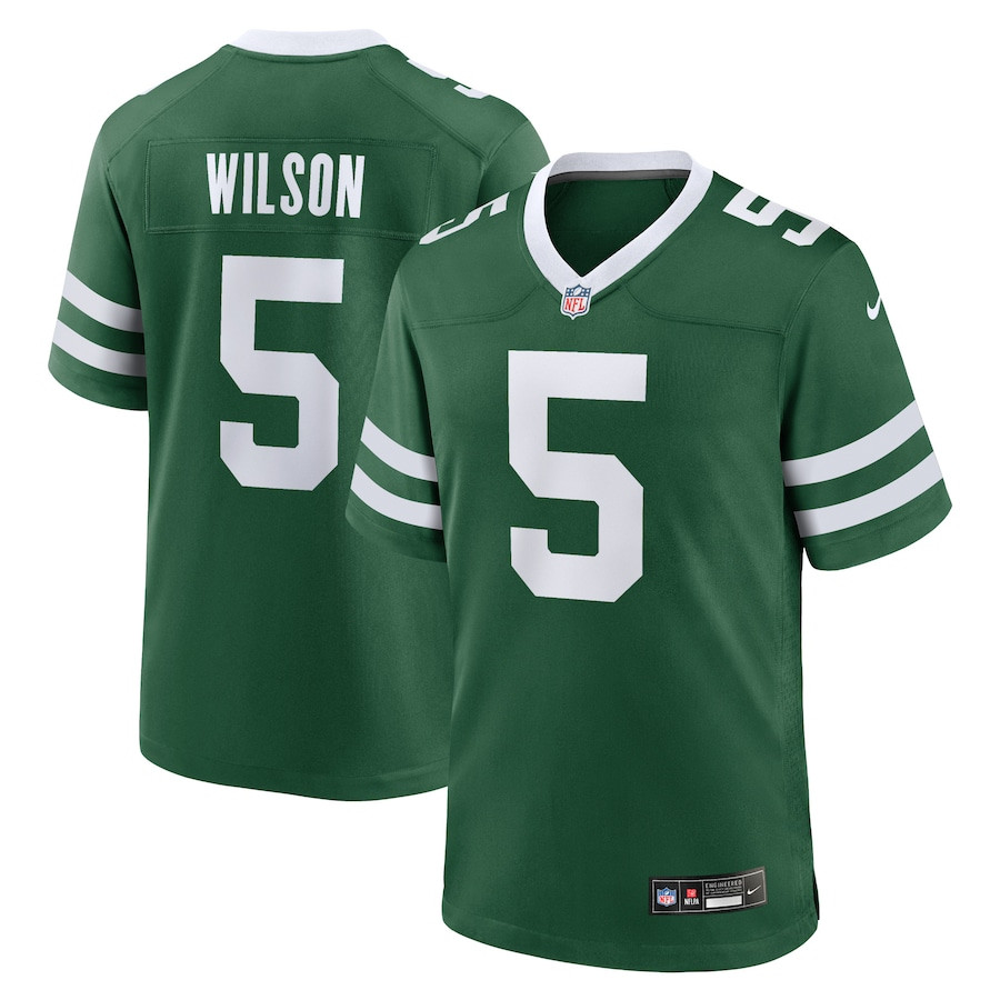 Garrett Wilson 5 New York Jets Game Legacy Green NFL Jersey Men's