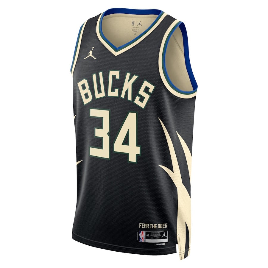 Giannis Antetokounmpo 34 Milwaukee Bucks Unisex Swingman Statement Edition Black NBA Jersey Unisex