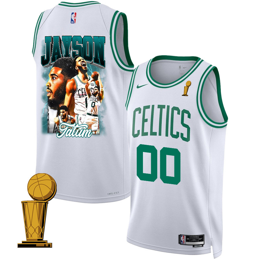 Jayson Tatum 0 Boston Celtics 2024 Legacy of The Legend Swingman Final Champions Patc White NBA Jersey Men's