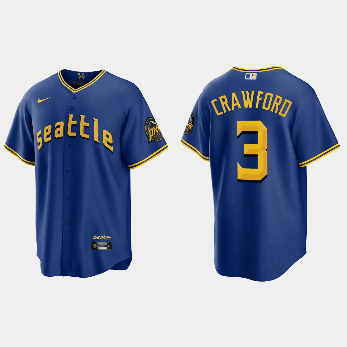 J.P. Crawford 3 Seattle Mariners 2023 City Connect Game Royal MLB Jersey Men's