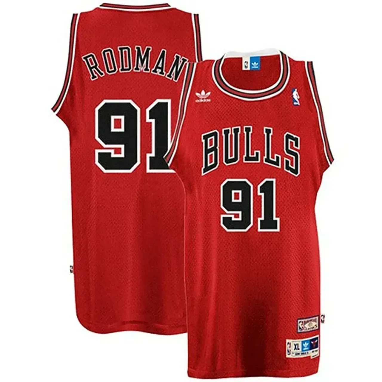 Dennis Rodman Chicago Bulls 91 Red Swingman NBA Jersey Men's