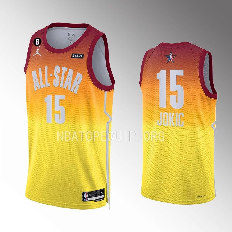 Nikola Jokic 15 Denver Nuggets 2023 All Star Orange NBA Jersey Men's