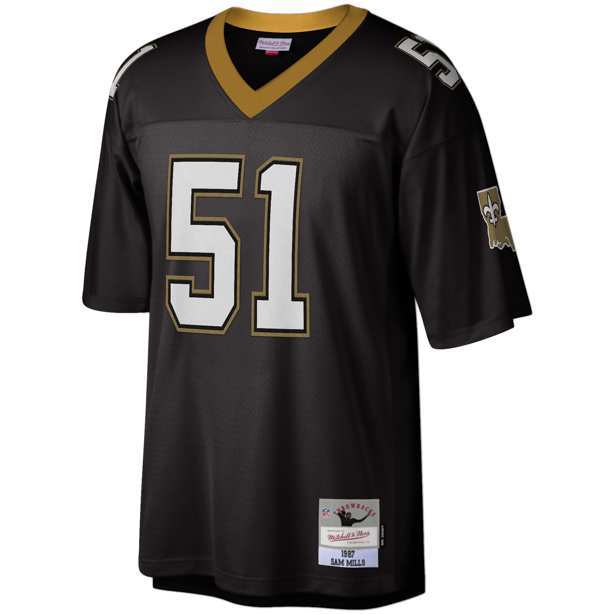 New Orleans Saints Sam Mills Mitchell Ness Black Legacy NFL Jersey Men's