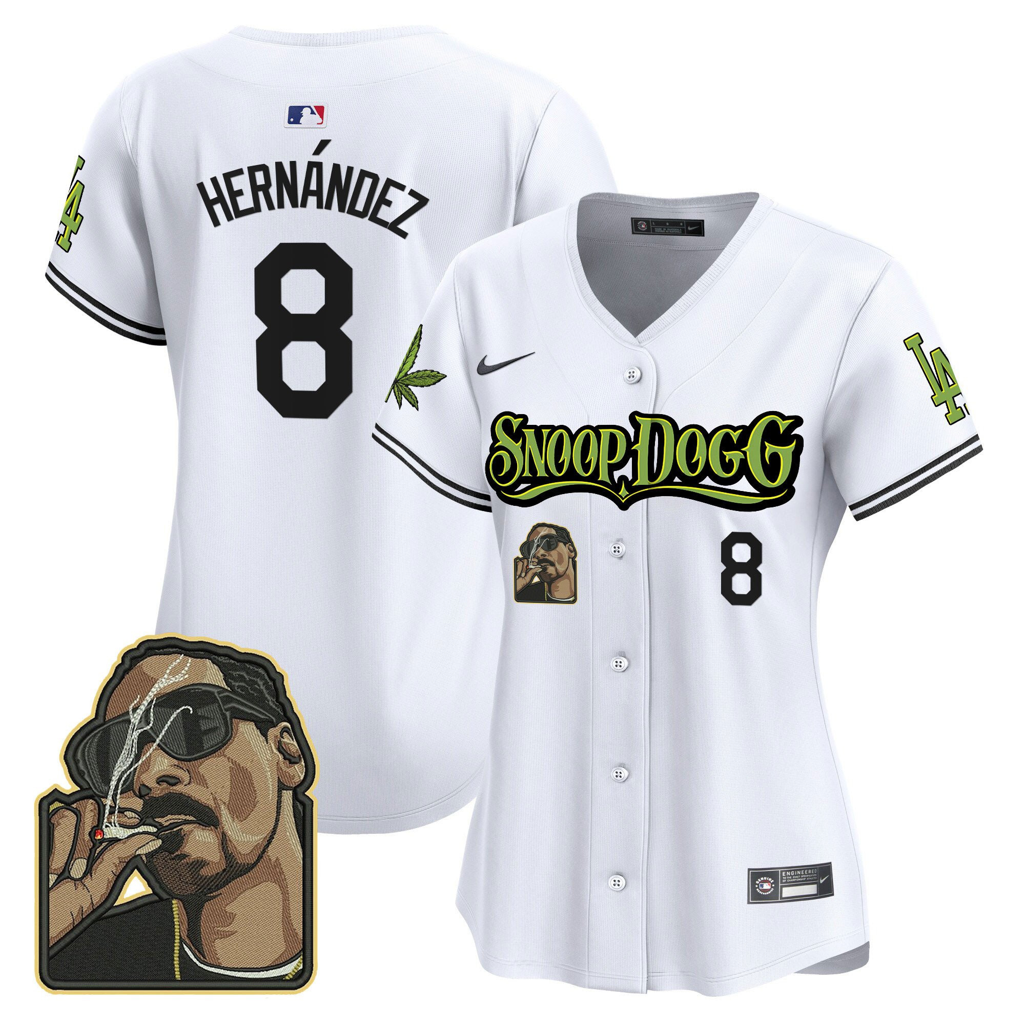 Kike Hernandez 8 Los Angeles Dodgers Snoop Dogg White MLB Jersey Women's