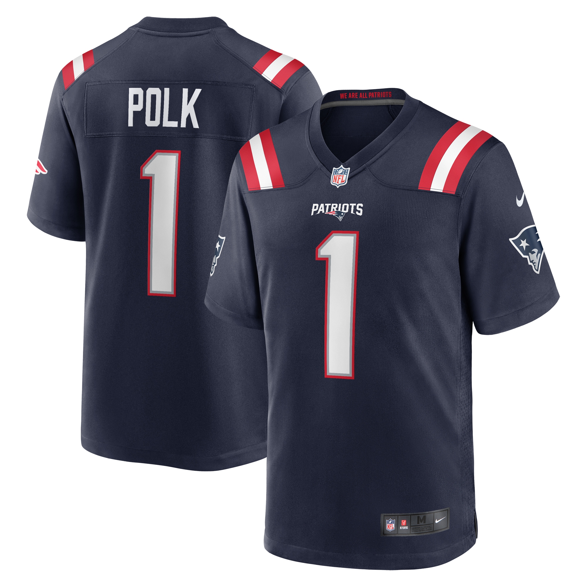 New England Patriots Ja'Lynn Polk Navy Team Game NFL Jersey Men's