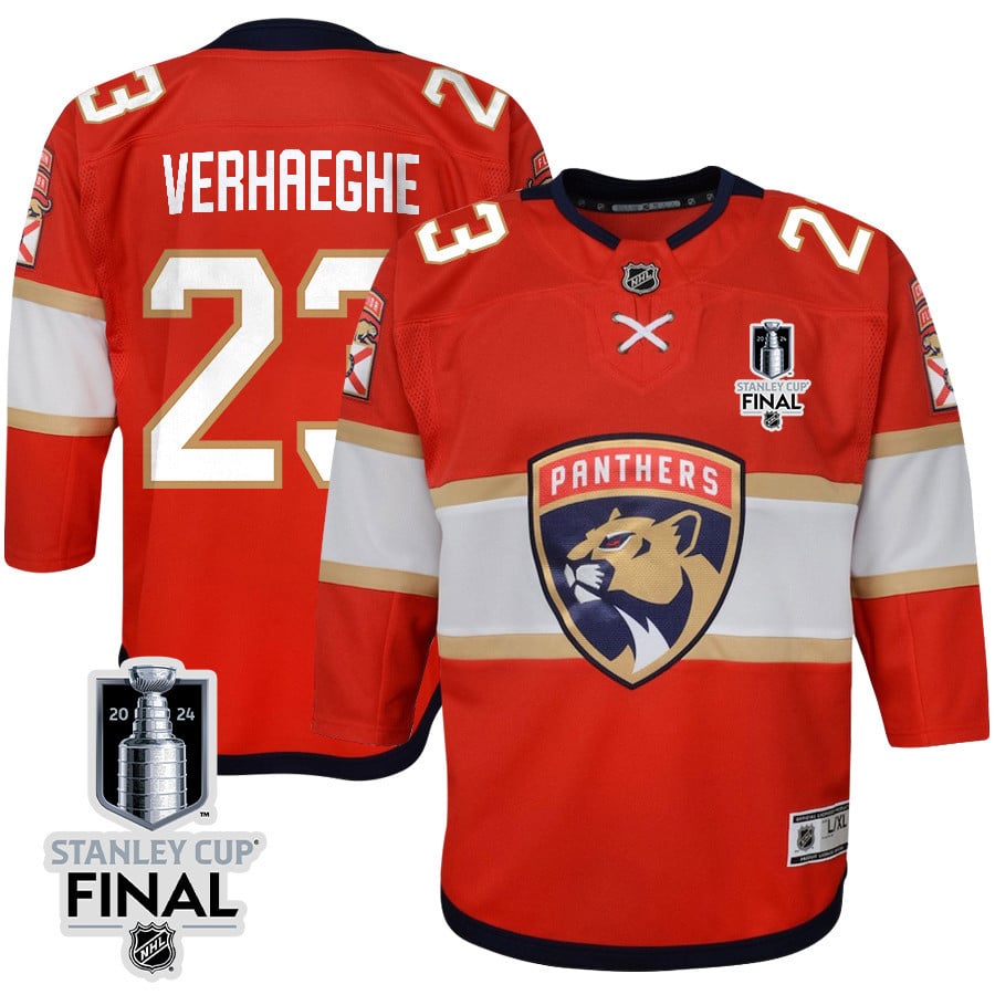 Carter Verhaeghe 23 Florida Panthers 2024 STANLEY CUP Final Home Breakaway Red NHL Jersey Youth