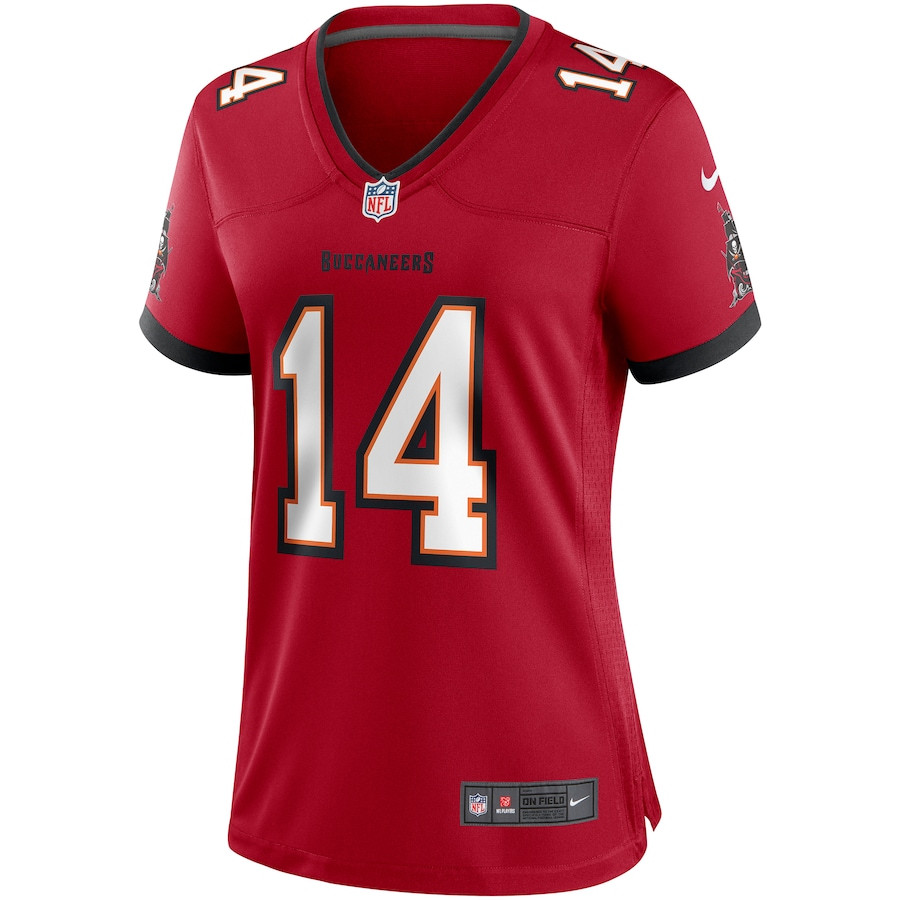 Brad Johnson 14 Tampa Bay Buccaneers Game Retired Red NFL Jersey Women's