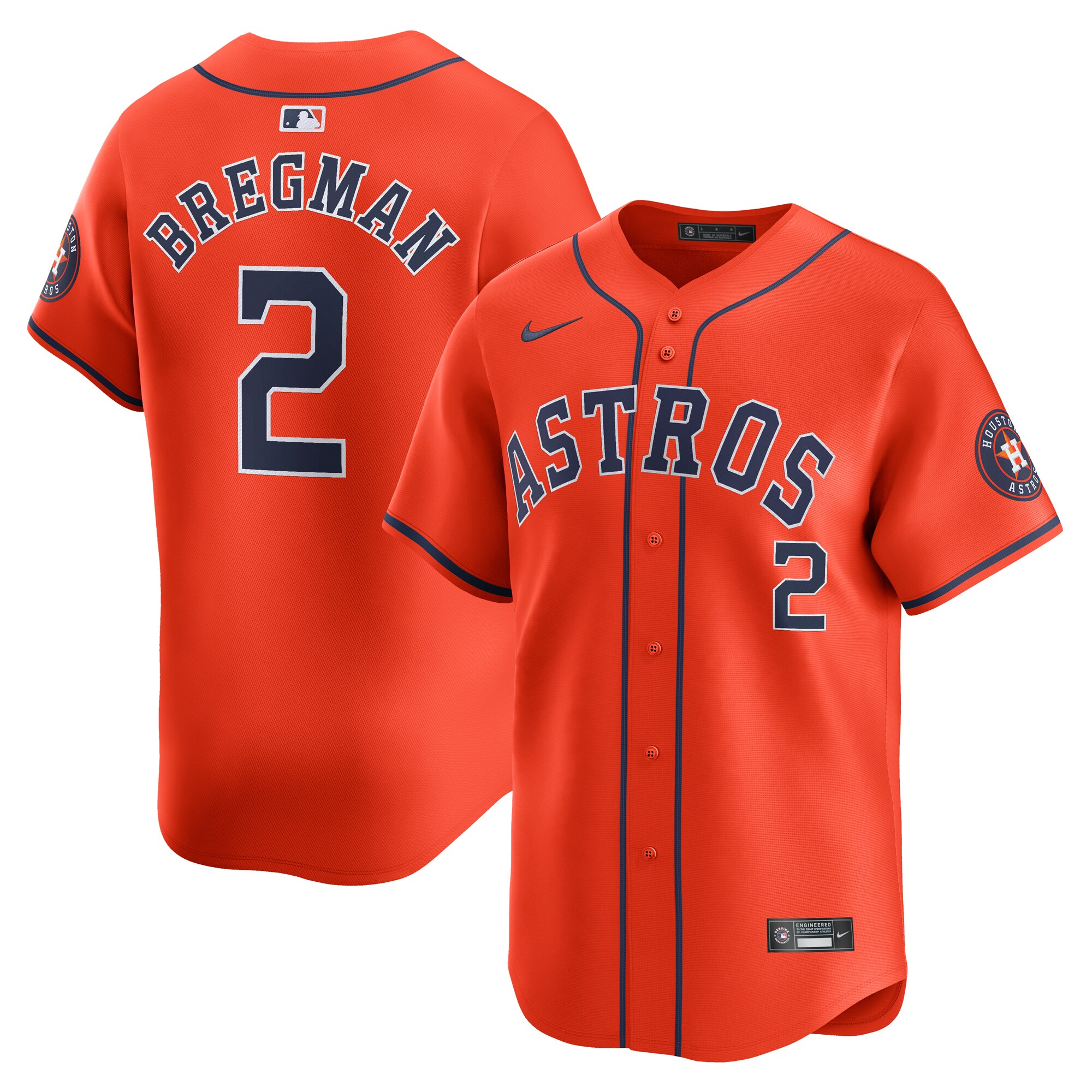 Houston Astros Alex Bregman Orange Alternate Limited Player MLB Jersey Men's