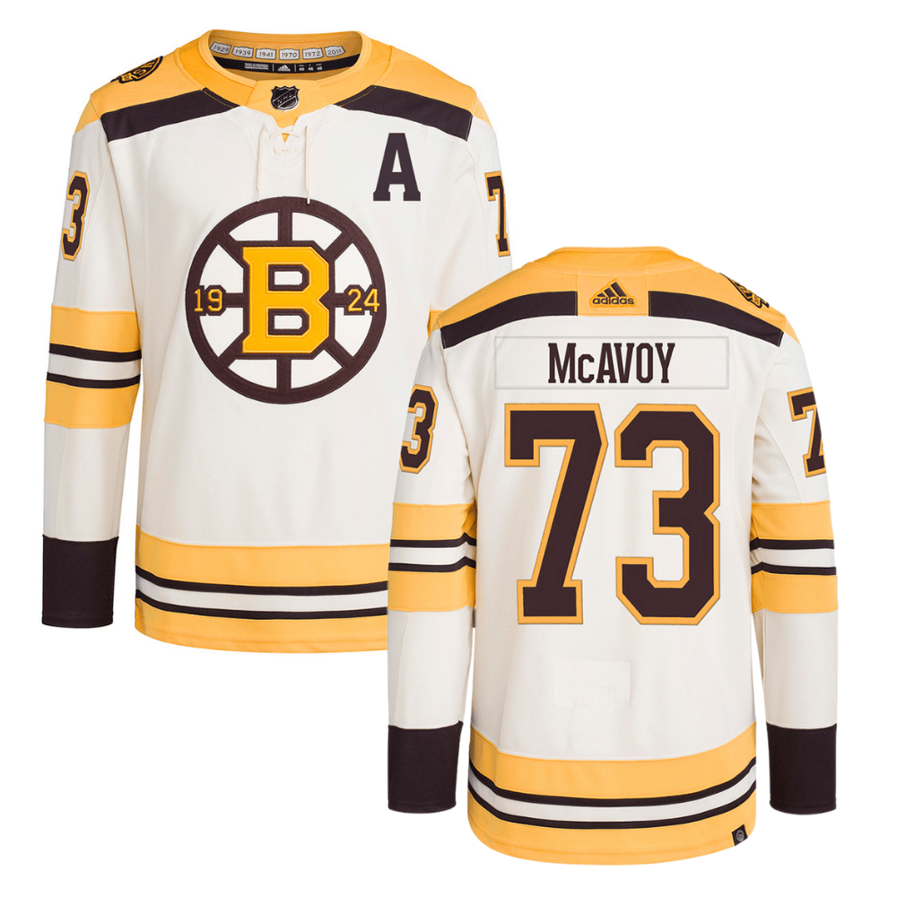 Charlie McAvoy 73 Boston Bruins 100th Anniversary Primegreen Third Cream NHL Jersey Men's