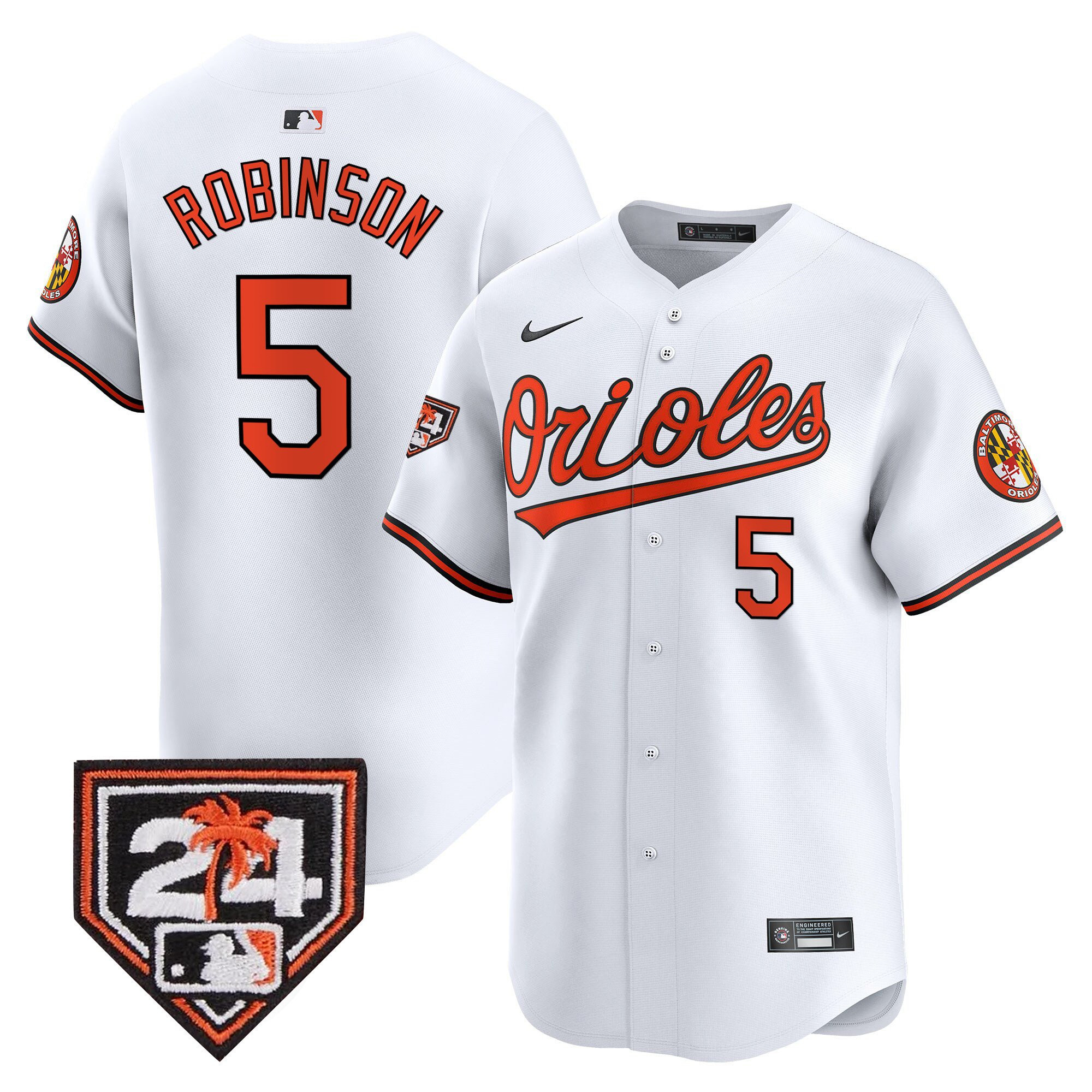 Brooks Robinson 5 Baltimore Orioles 2024 Spring Training Patch White MLB Jersey Men's