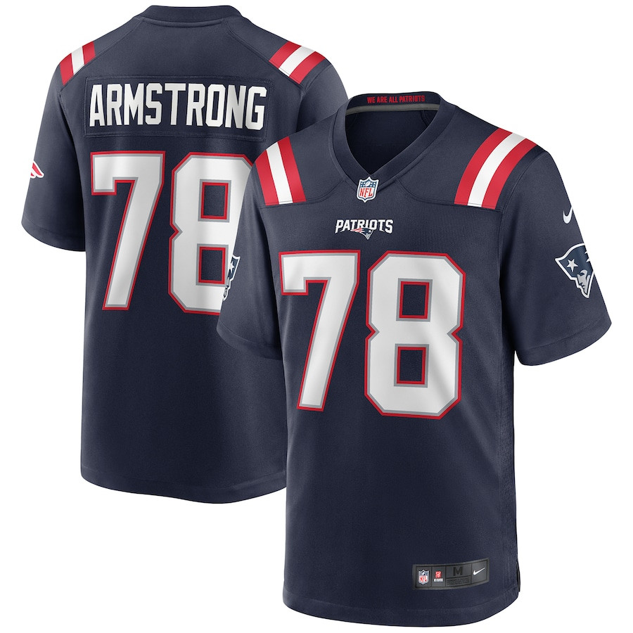 Bruce Armstrong 78 New England Patriots Game Retired Navy NFL Jersey Men's